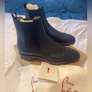 Christian Louboutin Men Chelsea Boots - Black Leather EU 46.5 US 13.5